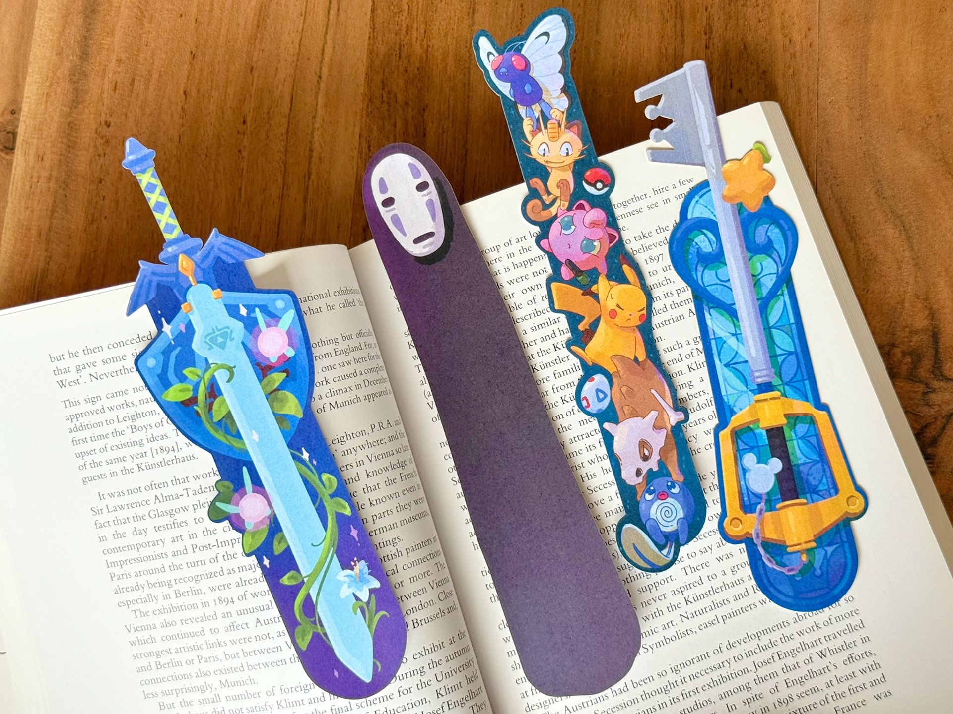 Bookmarks laid on top of an open book
